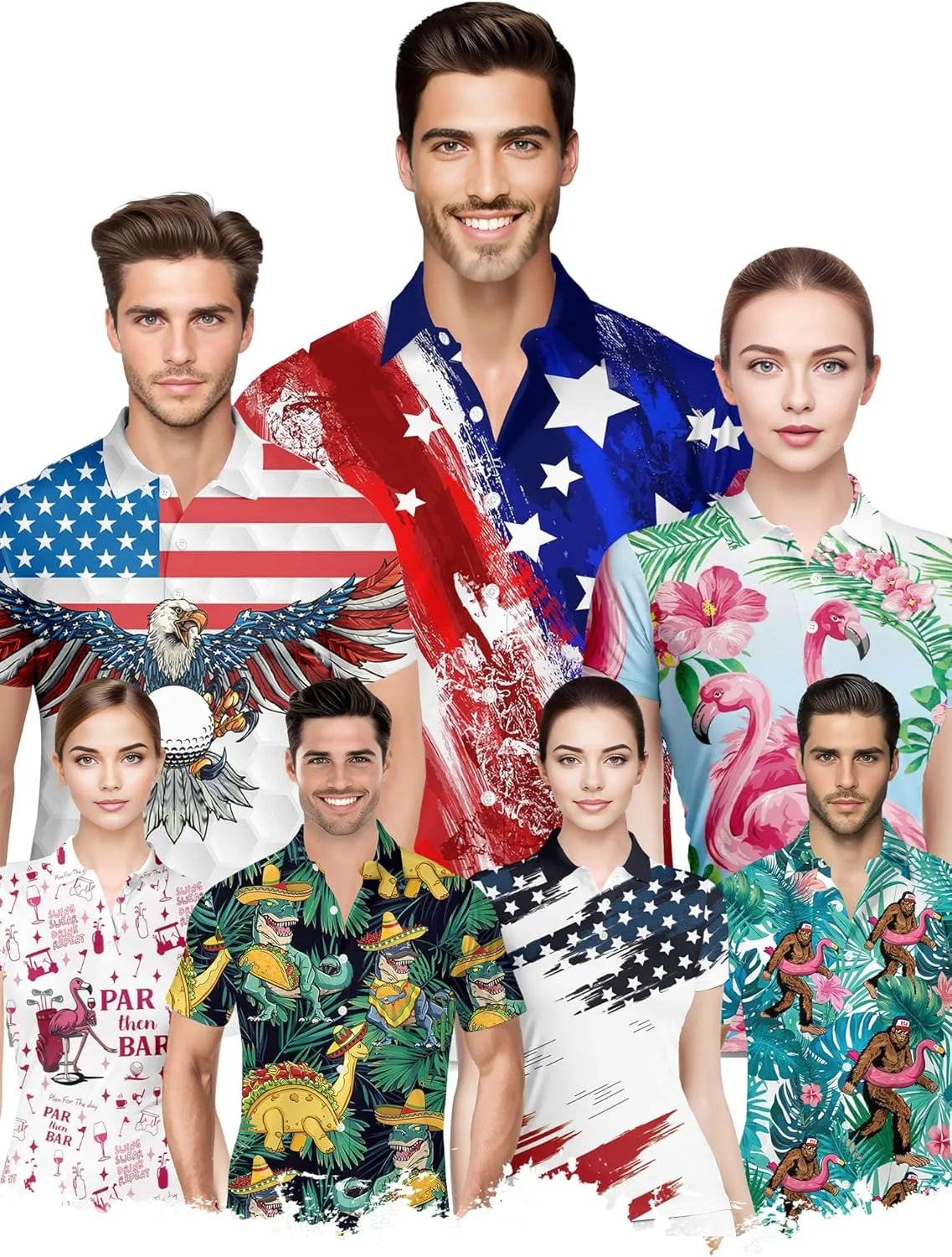 HIVICHI Funny Mens Golf Shirt Graphic Moisture Wicking Performance Golfing Print Athletic Polo Shirts for Men