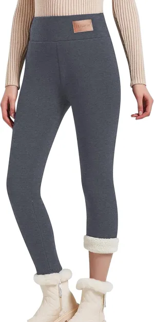 Hixiaohe Women's Casual Sherpa Fleece Lined Warm Leggings Thicken Heavy Jogger Pants