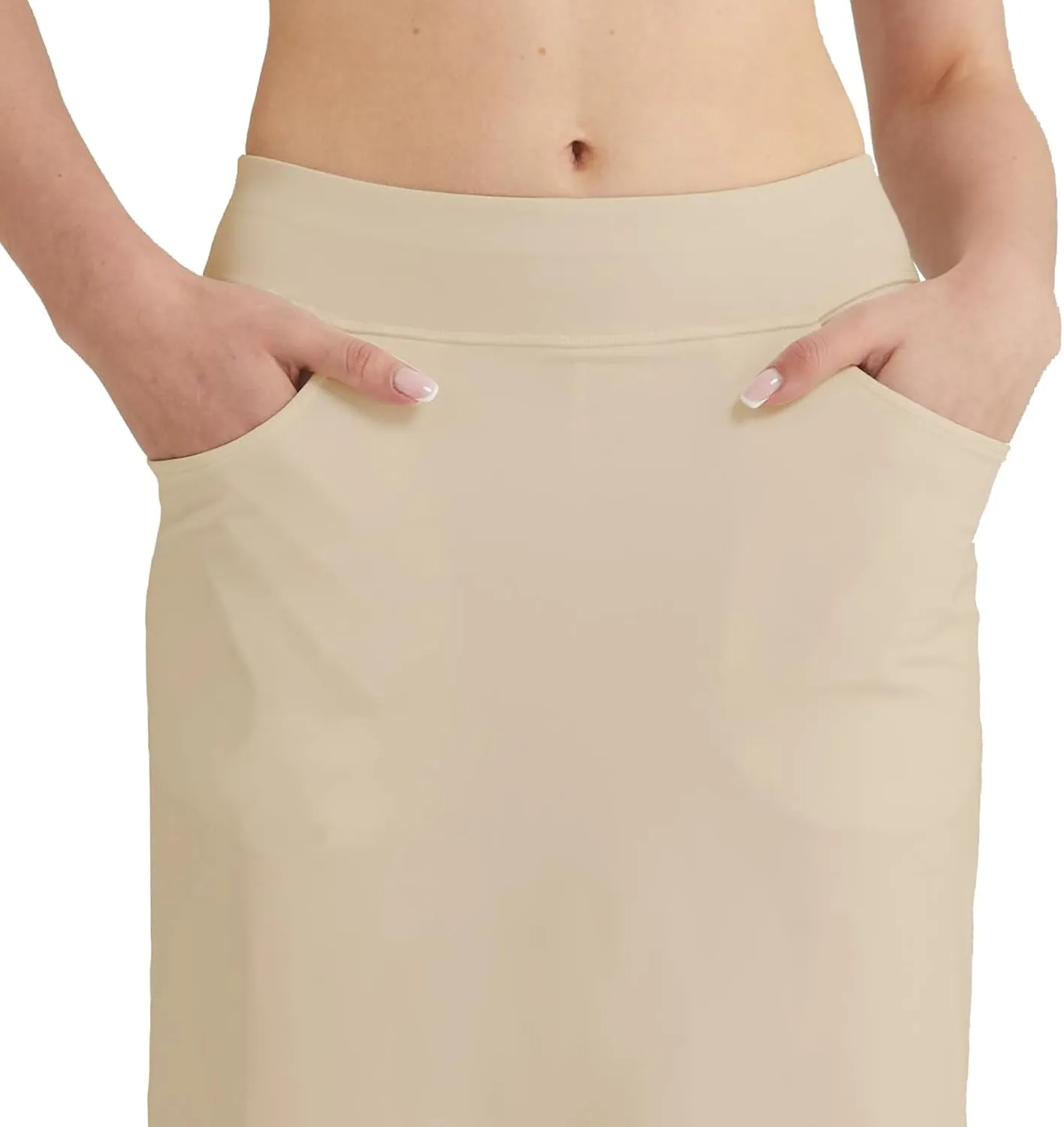 HOKOYI Women's Modest Long Skirt with Attached Leggings Pockets Midi Cover Up Workout Skirted Capris