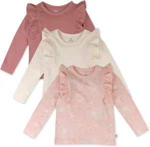 HonestBaby Baby and Toddler Girls' 100% Organic Cotton Side Ruffle Top Set (3 Pack)