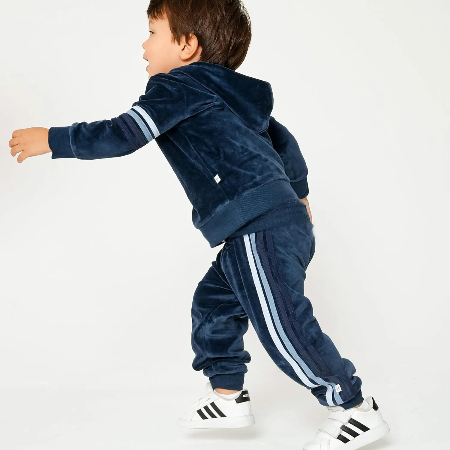 HonestBaby Velour Pullover Hoodie and Zip Front Sweatshirt and Jogger Sweatpants Set