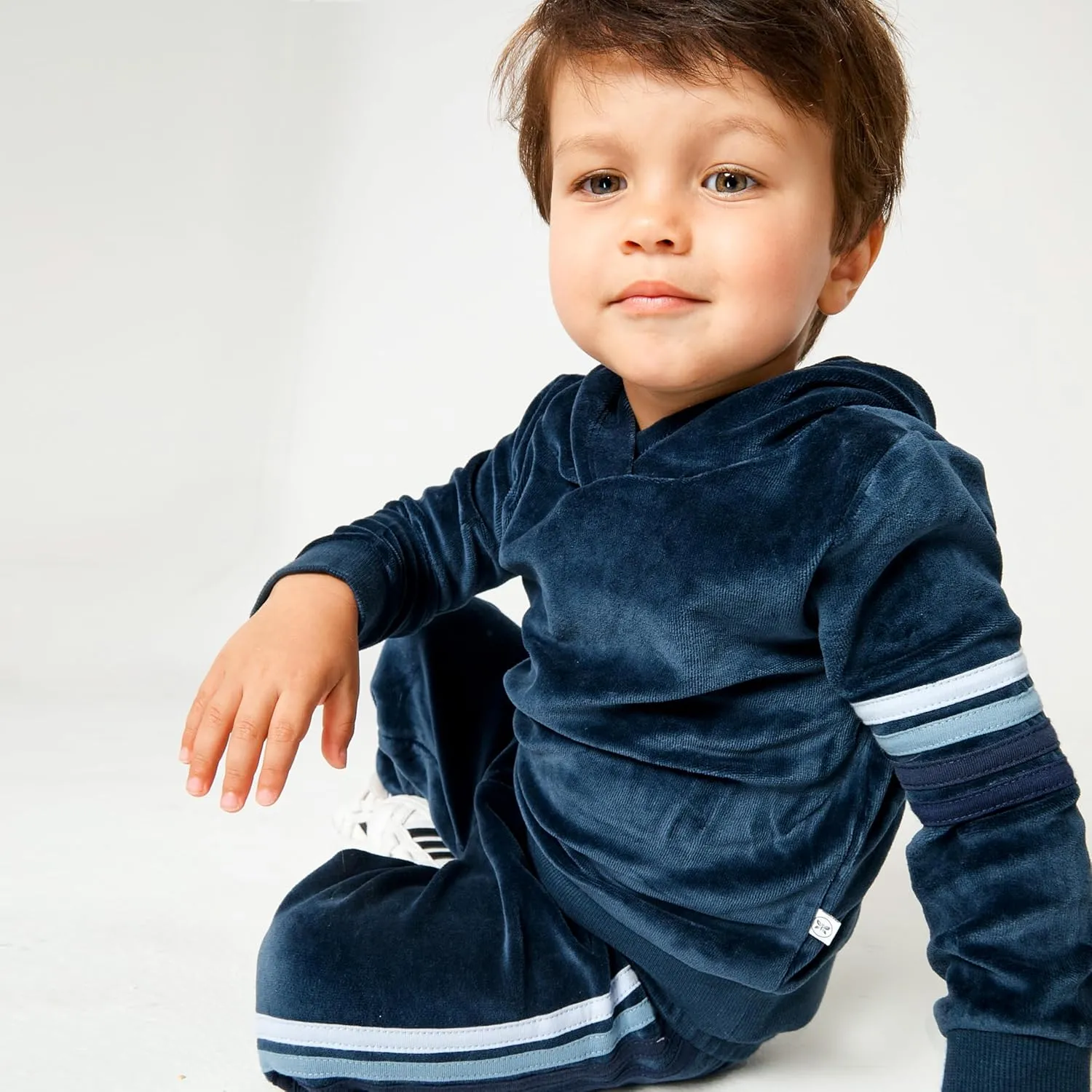 HonestBaby Velour Pullover Hoodie and Zip Front Sweatshirt and Jogger Sweatpants Set