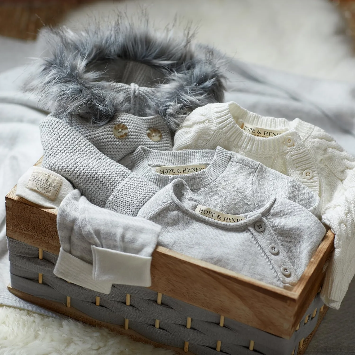Hope & Henry Layette Baby Cable Knit Sweater Romper