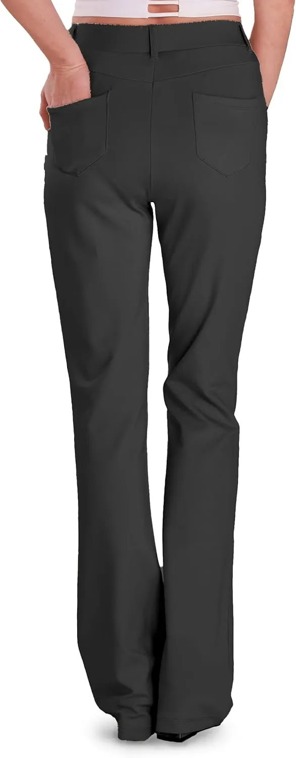 Houmous S-XXL 29''31''33''35'' Inseam Women's Bootcut Dress Pants with Pocket Stretch Work Lounge Pant Office Casual Pants