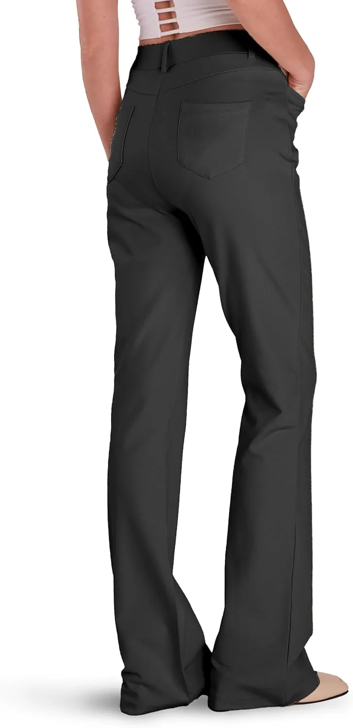 Houmous S-XXL 29''31''33''35'' Inseam Women's Bootcut Dress Pants with Pocket Stretch Work Lounge Pant Office Casual Pants