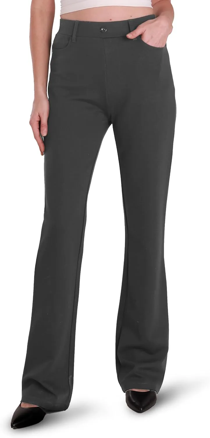 Houmous S-XXL 29''31''33''35'' Inseam Women's Bootcut Dress Pants with Pocket Stretch Work Lounge Pant Office Casual Pants