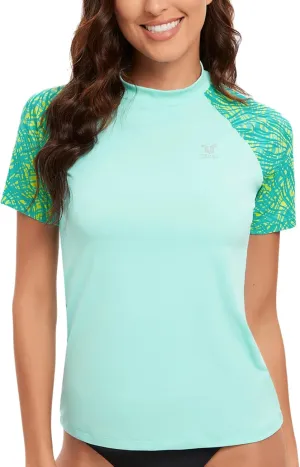 HUGE SPORTS Women's UPF 50  UV Protection Sun Shirts Short Sleeve Quick Dry Rash Guard Swim Gym Workout Tops
