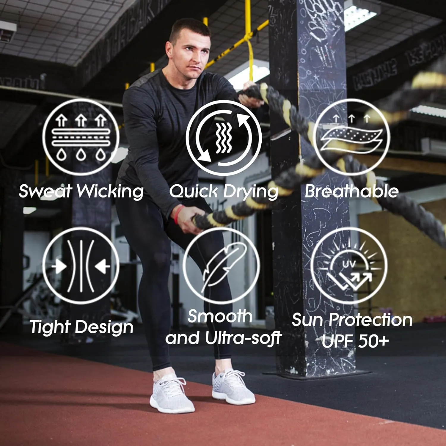 HYCOPROT Men's Compression Pants with Pockets, Athletic Leggings Baselayer Workout Tights for Running Yoga Gym Basketball