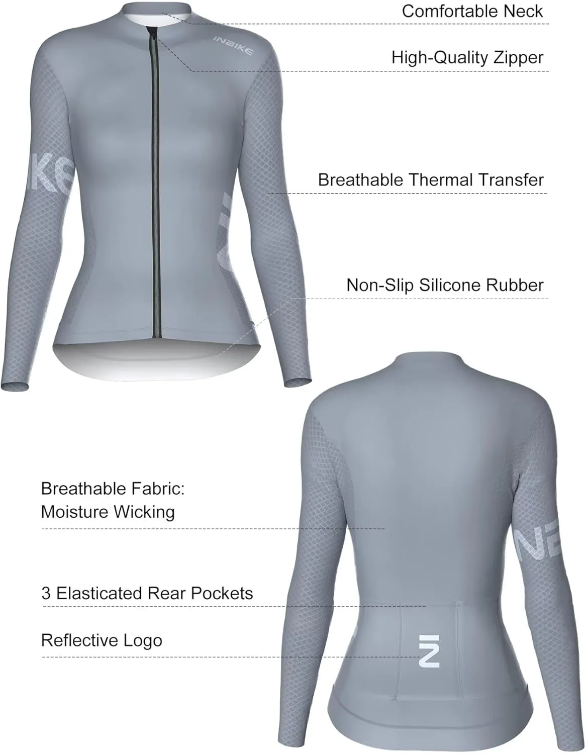 INBIKE Cycling Jersey Women Long Sleeves Bike Shirts with Pockets Quick Dry Bicycle Clothing for Road Biking Riding