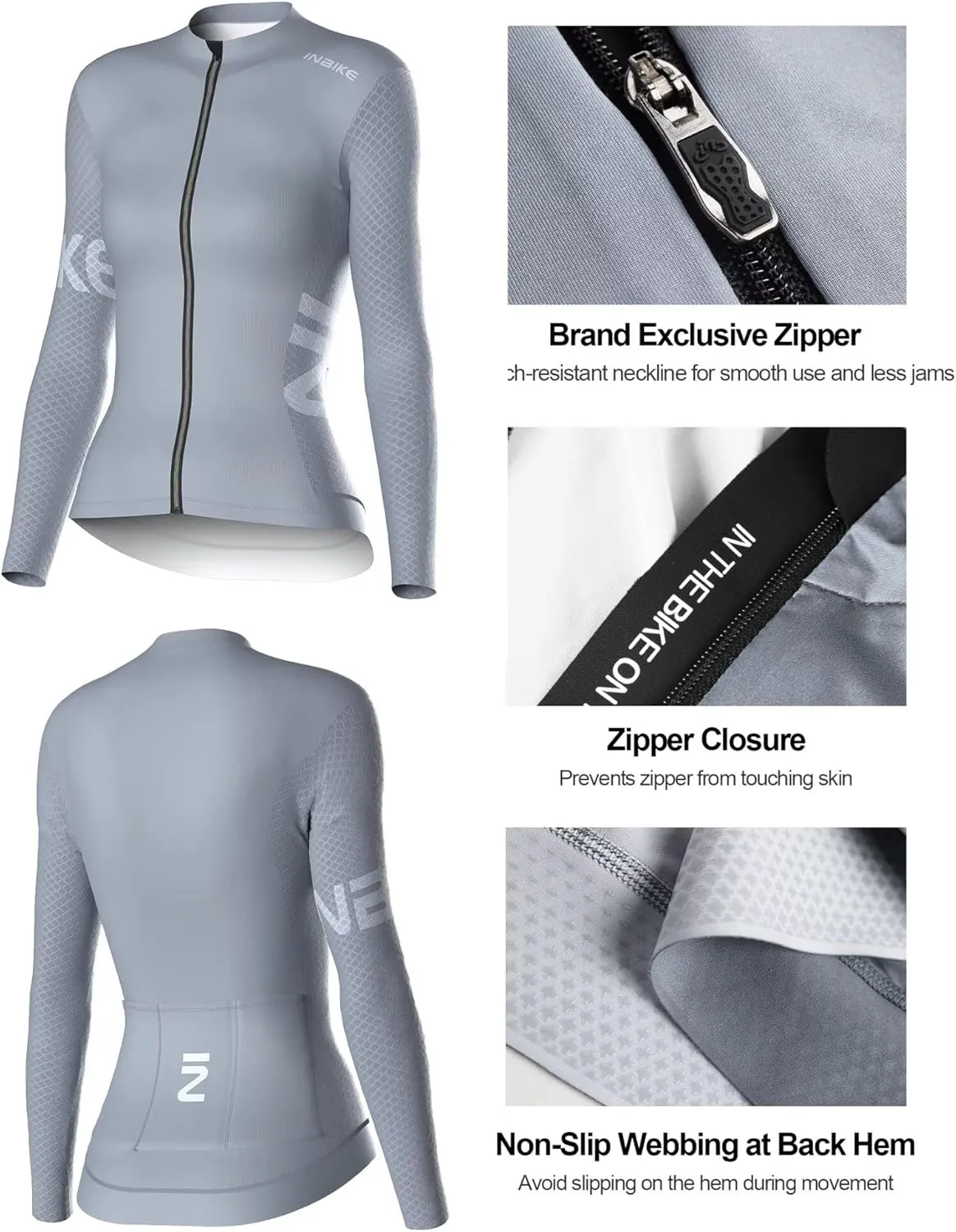 INBIKE Cycling Jersey Women Long Sleeves Bike Shirts with Pockets Quick Dry Bicycle Clothing for Road Biking Riding
