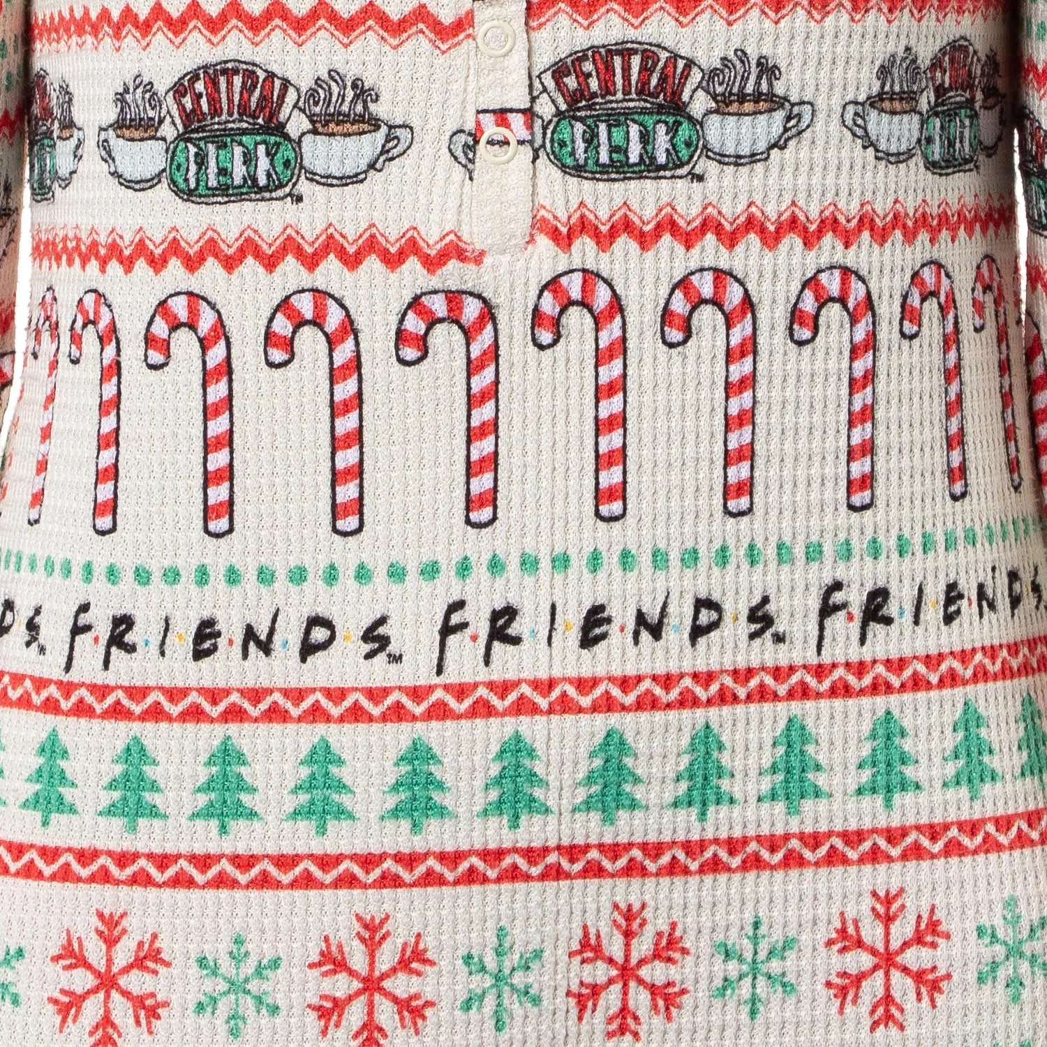 INTIMO Friends TV Show Ugly Christmas Sweater Womens Pajamas One Piece Footless Sleeper