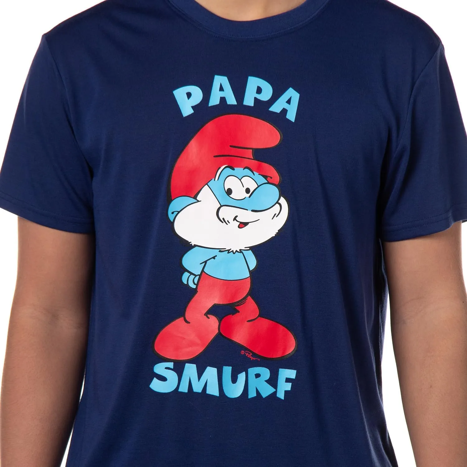INTIMO The Smurfs Pjs Mens Papa Smurf Short Sleeve Shirt And Pants Pajama Set