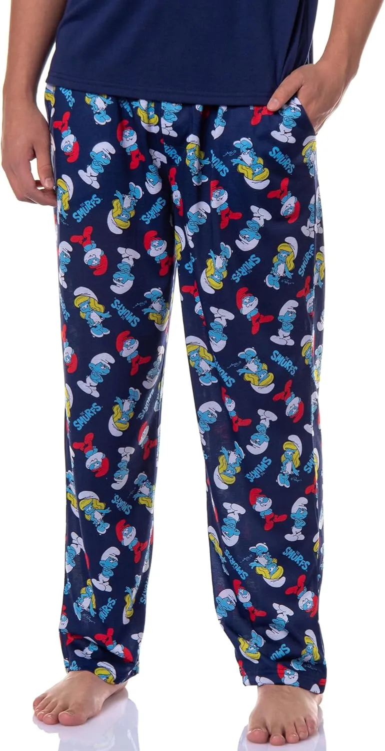 INTIMO The Smurfs Pjs Mens Papa Smurf Short Sleeve Shirt And Pants Pajama Set