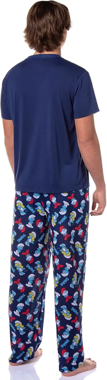 INTIMO The Smurfs Pjs Mens Papa Smurf Short Sleeve Shirt And Pants Pajama Set