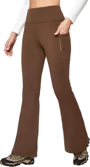 IUGA Fleece Lined Pants Women Water Resistant Hiking Pants Winter Flare Leggings with Pockets Bootcut Thermal