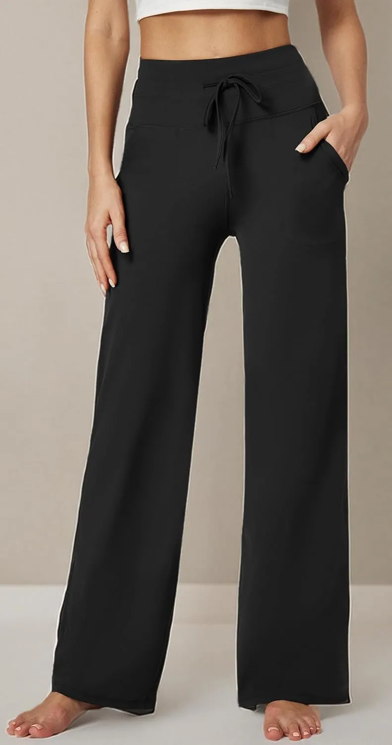 IUGA Wide Leg Yoga Pants for Women Sweatpants with Pockets Yoga Pants Flare Lounge Pants Loose High Waist Comfy Workout Dance