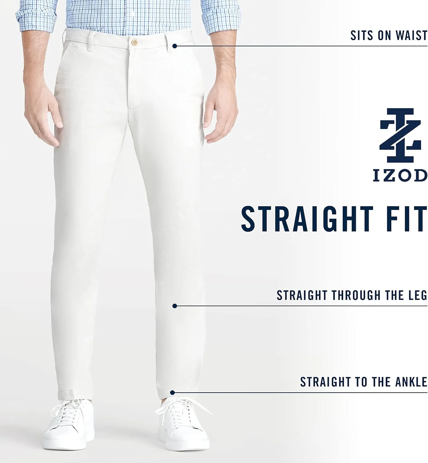 IZOD Men's Performance Stretch Straight Fit Flat Front Chino Pant