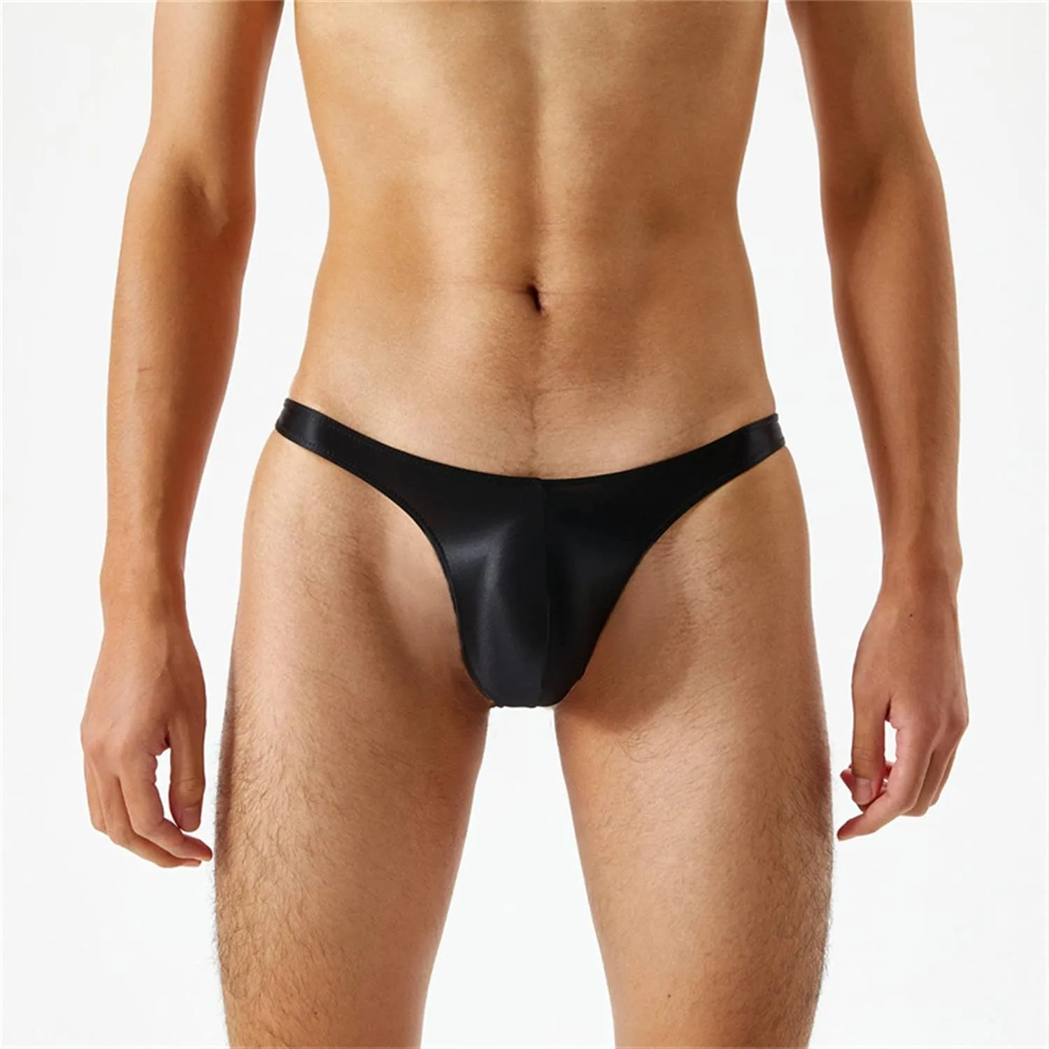 JEsilunmaMY Men's Shiny Low Rise Silk Briefs Solid Color Breathable G-string Thongs Stretch Pouch Sexy Bikini Underwear
