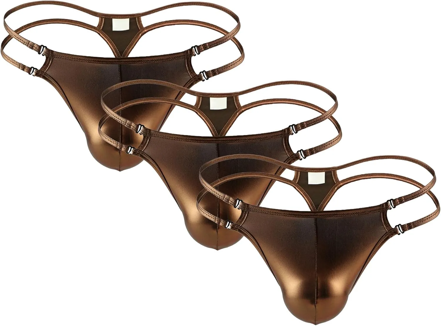 JEsilunmaMY Men's Shiny Metallic Jockstrap Underwear Low Rise Bulge Pouch Bikini Briefs Hollow Breathable Athletic Supporter