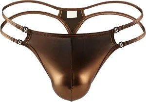 JEsilunmaMY Men's Shiny Metallic Jockstrap Underwear Low Rise Bulge Pouch Bikini Briefs Hollow Breathable Athletic Supporter