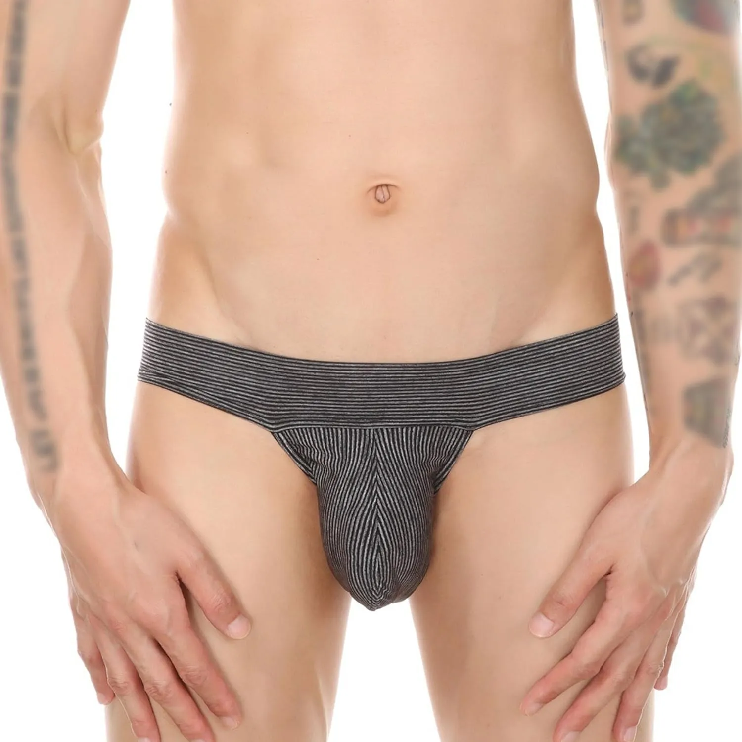JEsilunmaMY Mens Stretch Mesh Srtiped Jockstrap Sexy Underwear Bulge Pouch Athletic Supporter Breathable Jock Straps Briefs