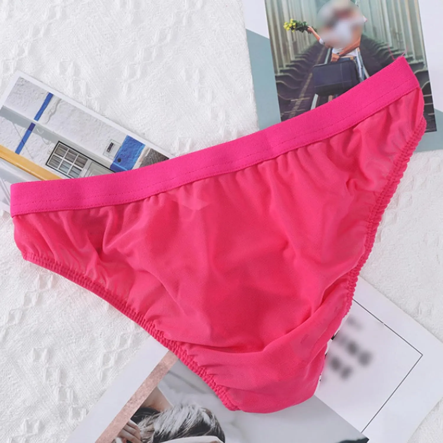 JEsilunmaMY See Through Bikini Briefs for Men Low Waist Mesh Sheer Sexy Panties Breathable Sissy Underwear Lingerie