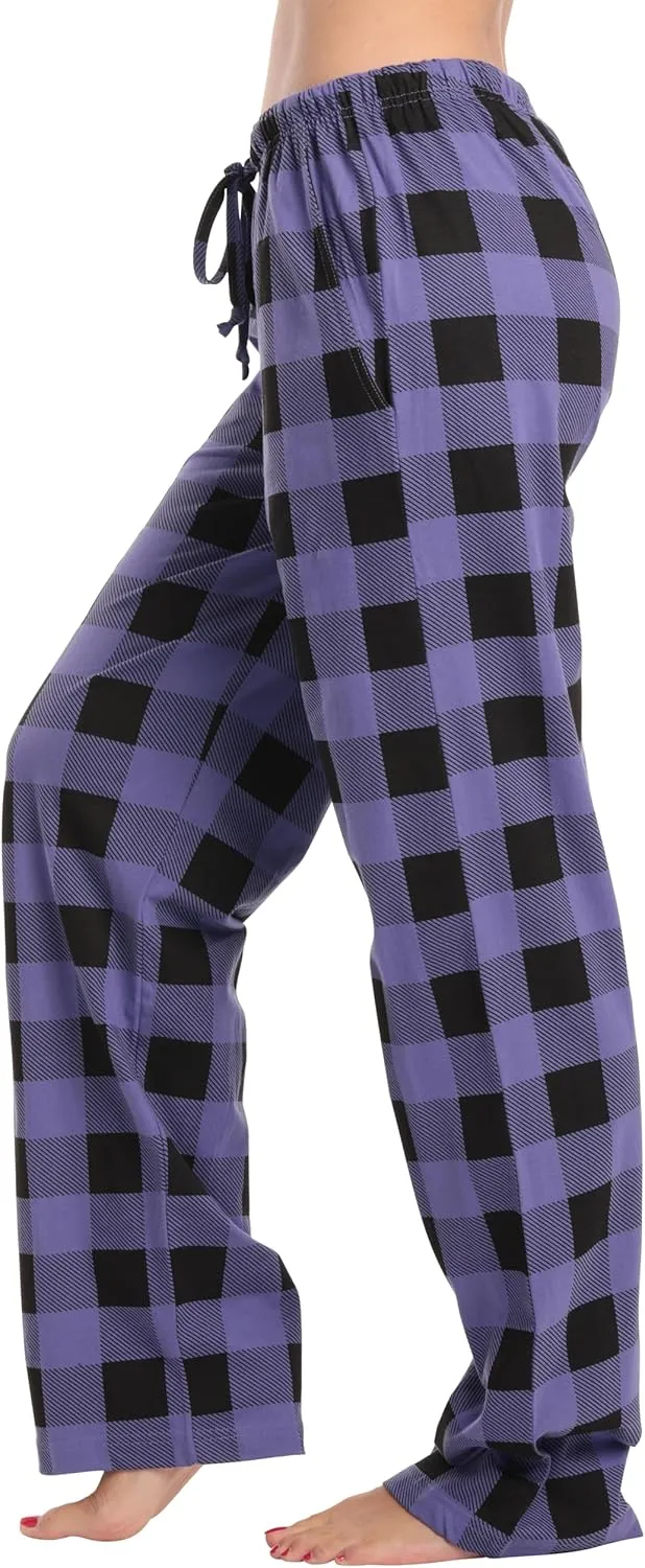 Just Love 100% Cotton Jersey Women Plaid Pajama Pants Sleepwear