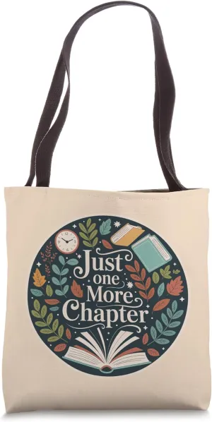 Just One More Chapter Bookish Reading Book Botanical Beige Tote Bag