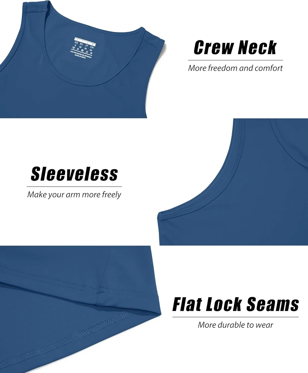 KEFITEVD Men's UPF 50  Tank Top Sleeveless Workout Swim Shirts Quick Dry Muscle Shirt for Bodybuilding Gym Beach