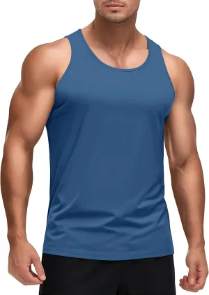 KEFITEVD Men's UPF 50  Tank Top Sleeveless Workout Swim Shirts Quick Dry Muscle Shirt for Bodybuilding Gym Beach