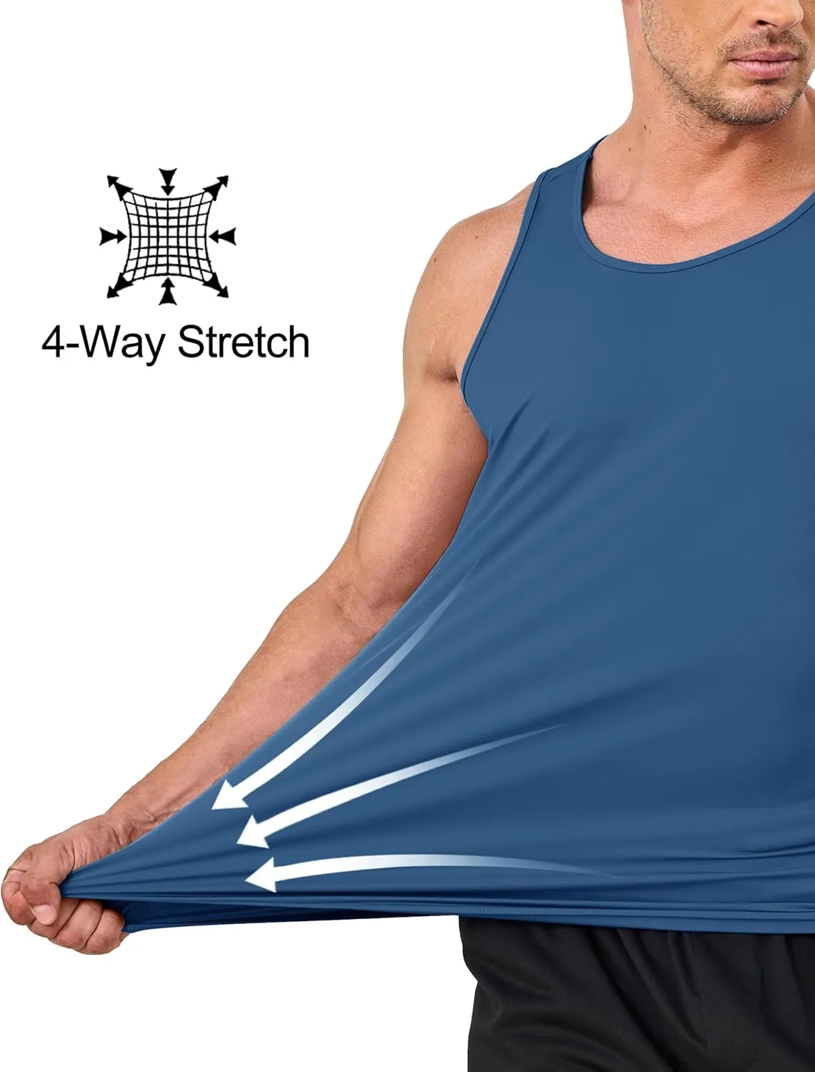 KEFITEVD Men's UPF 50  Tank Top Sleeveless Workout Swim Shirts Quick Dry Muscle Shirt for Bodybuilding Gym Beach