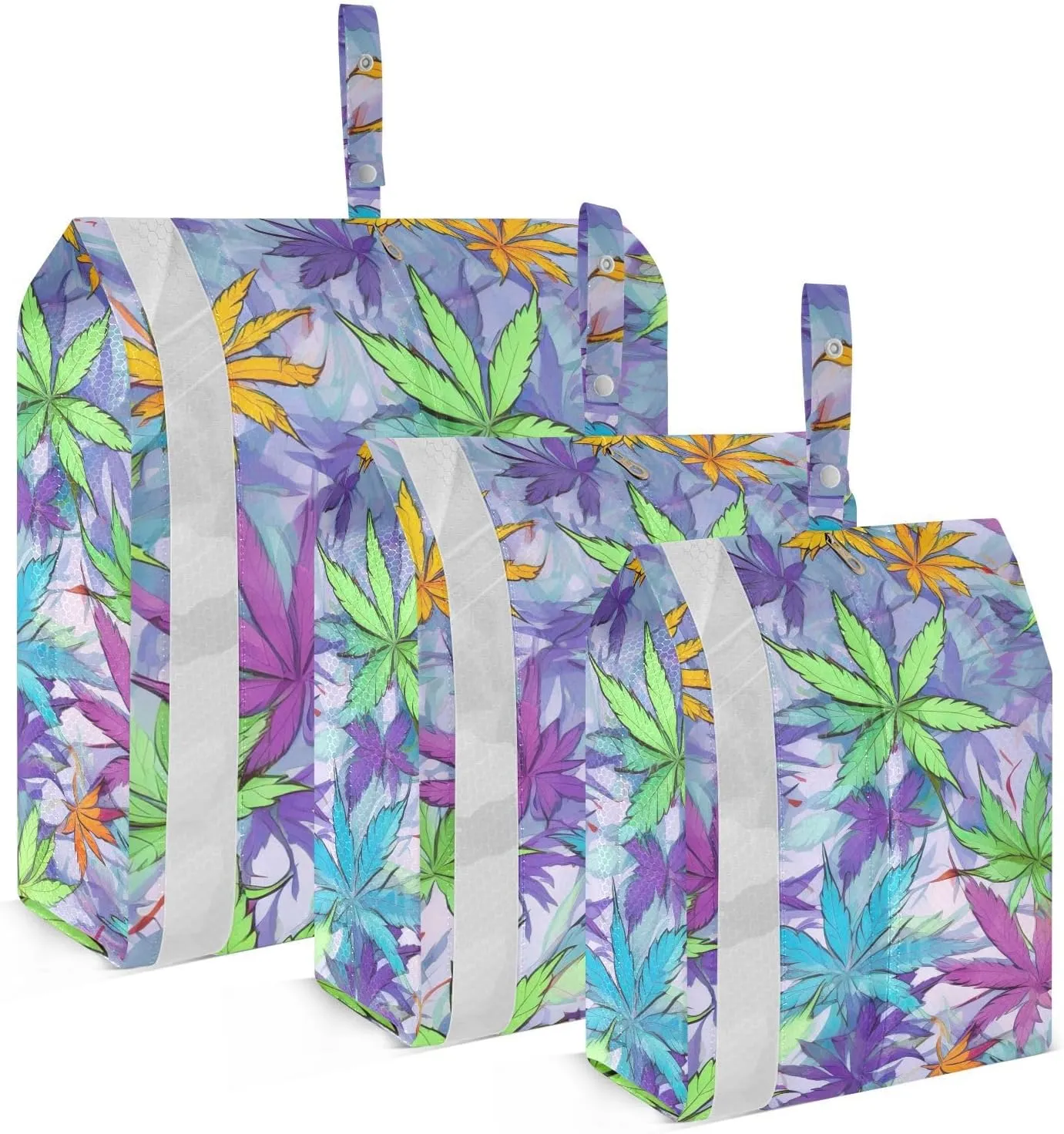Leaves Blue Purple Packing Cubes for Suitcases 3 Set Compression Lightweight Luggage Packing Organizers for Carry on Suitcase Travel Essentials Luggage Organizer Bags Set