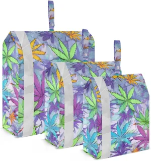 Leaves Blue Purple Packing Cubes for Suitcases 3 Set Compression Lightweight Luggage Packing Organizers for Carry on Suitcase Travel Essentials Luggage Organizer Bags Set