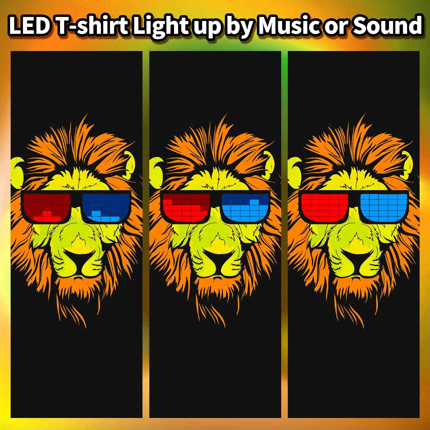 LED T Shirt Sound Activated Glow Shirts Light Up Equalizer Clothes for Party