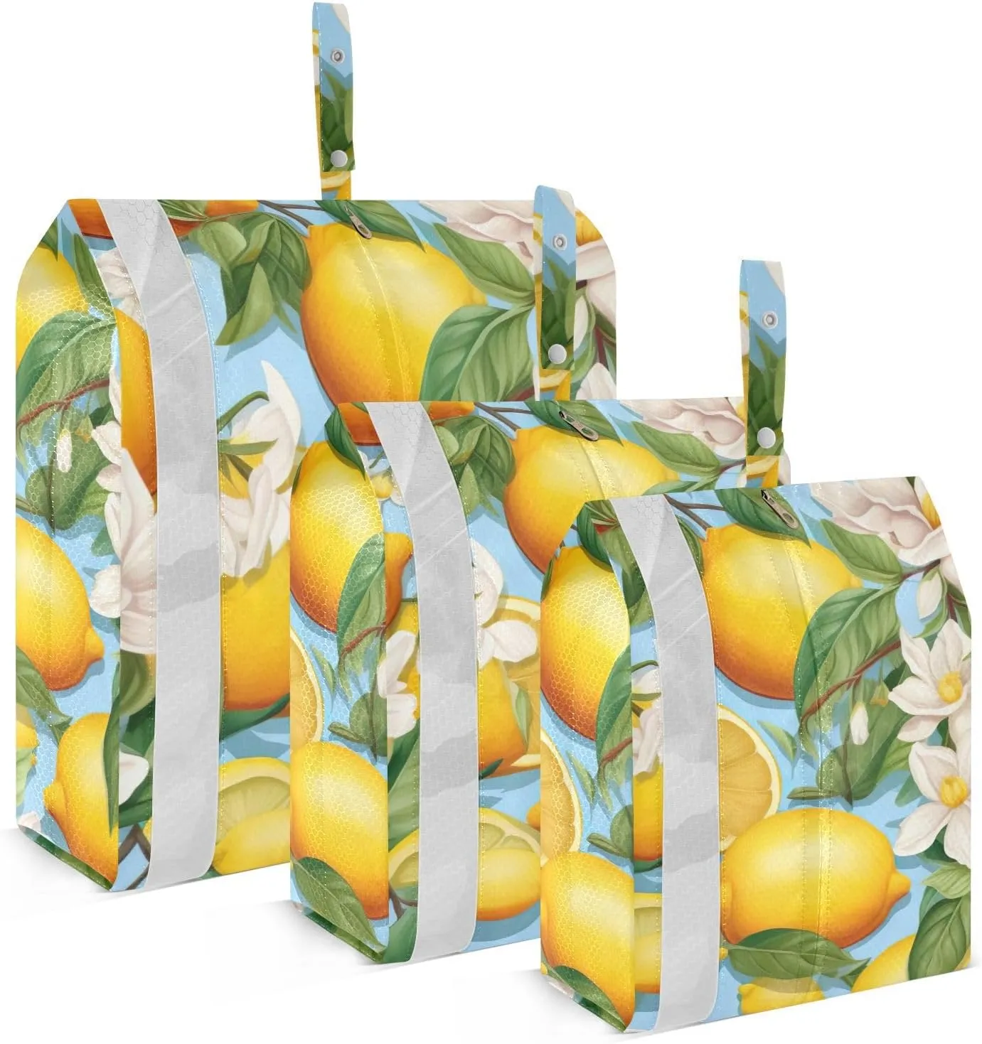 Lemon Flowers Packing Cubes for Suitcases 3 Set Lightweight Compression Luggage Packing Organizers for Carry on Suitcase Travel Essentials Luggage Organizer Bags Set