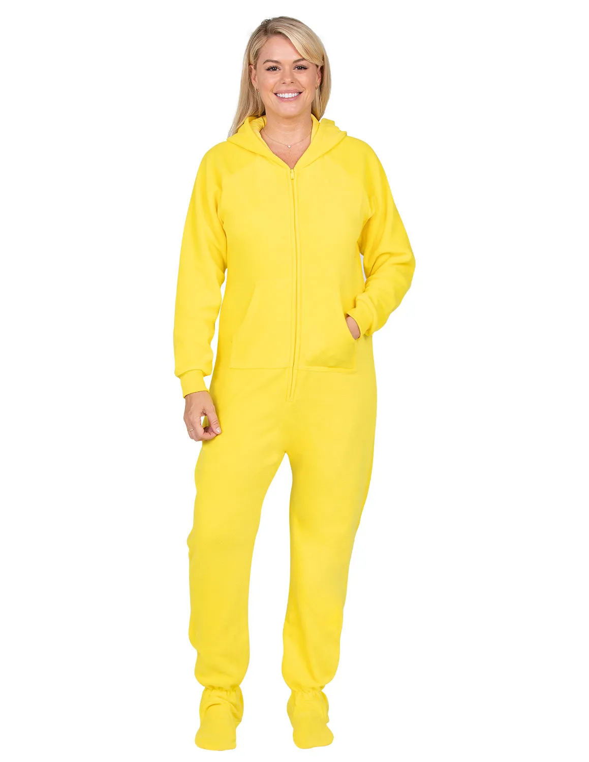 Lemon Yellow Adult Hoodie Fleece Onesie