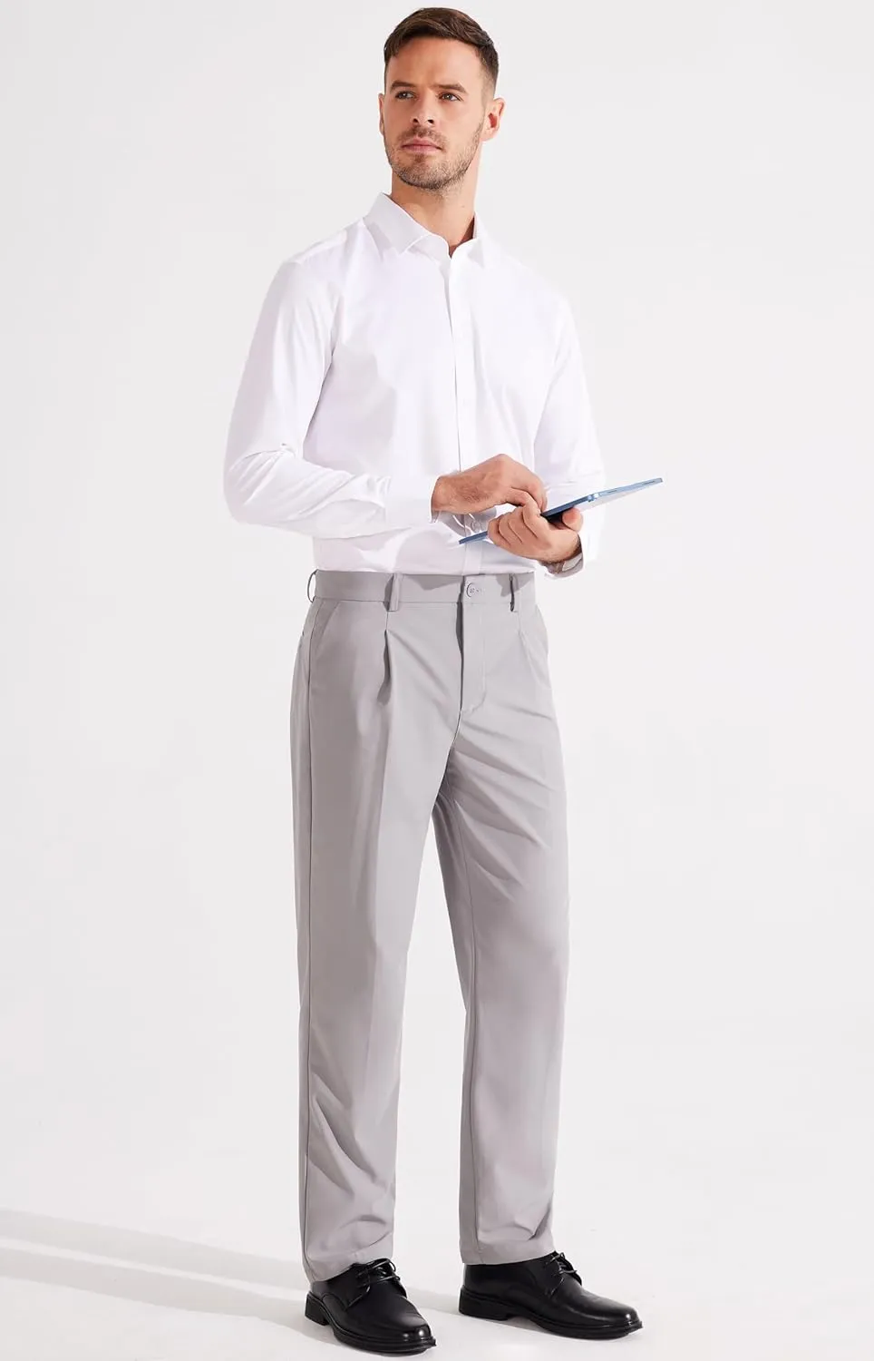 Libin Men's Dress Pants Classic Fit Pleated Front Work Golf Pants 29" 31" 33" Stretch Business Casual Pants Lightweight