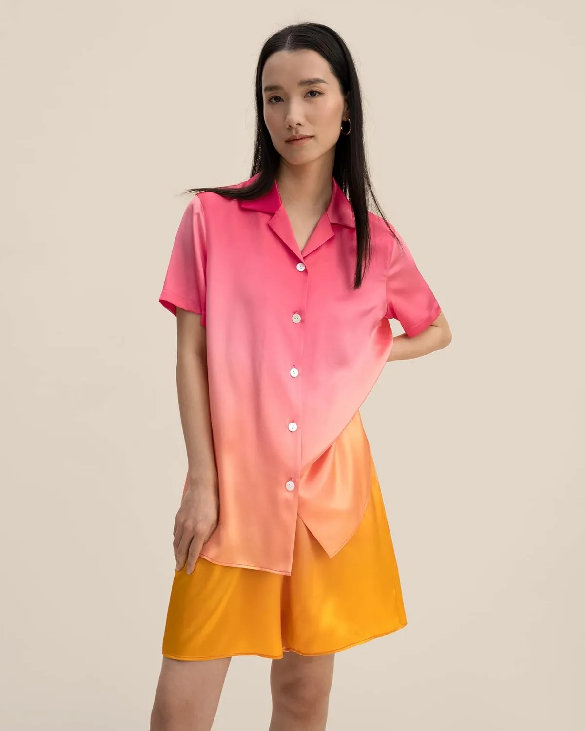 LilySilk Silk Pajama Set for Women 19MM Sleepwear Loungewear Button-Down Pj Sets Nothched Collar Breathable Cool