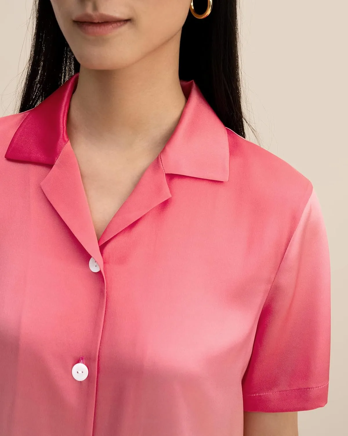 LilySilk Silk Pajama Set for Women 19MM Sleepwear Loungewear Button-Down Pj Sets Nothched Collar Breathable Cool