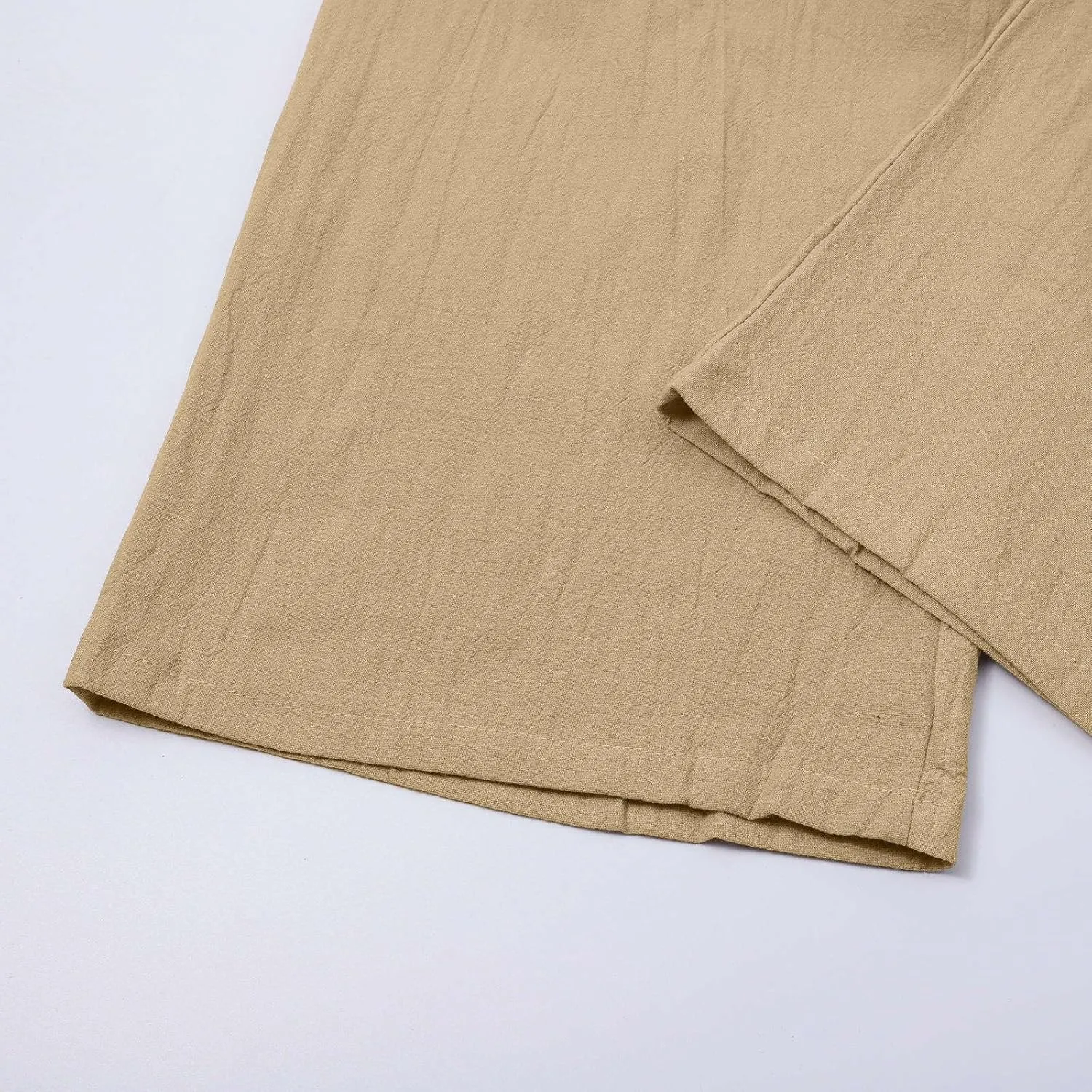 Linen Cargo Pants for Mens Casual Solid Color Drawstring Pants Lightweight Breathable Plain Outdoor Sweatpants with Pockets