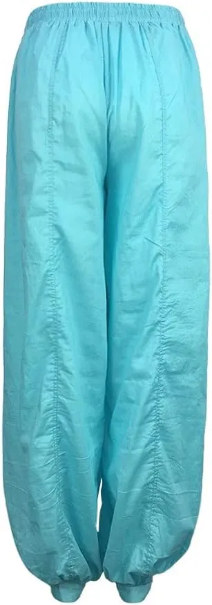 Linen Pants for Women Casual Baggy Baggy Waist Harem Pants with Pockets Solid Sweatpants Palazzo Pants for Women