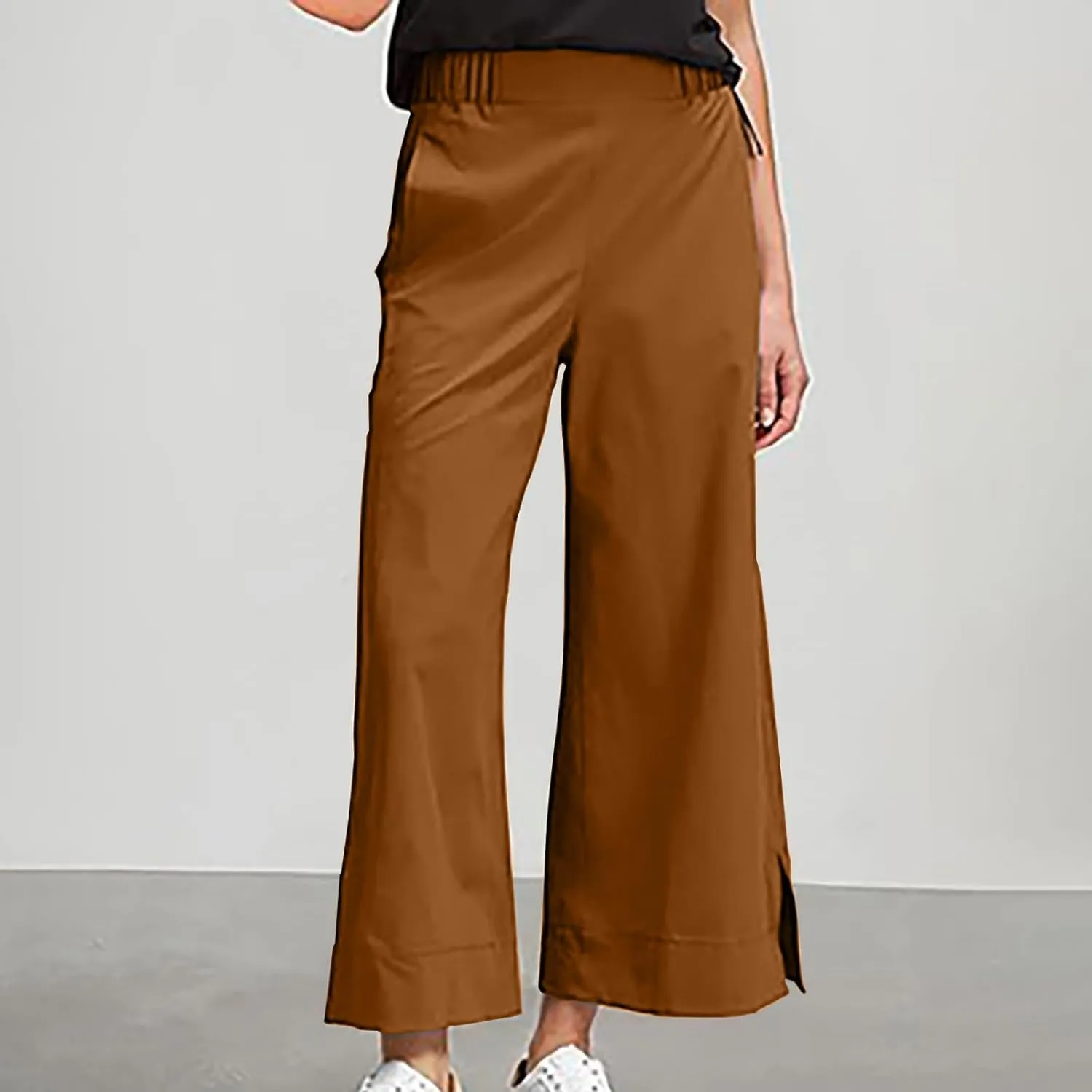 Linen Pants Women 2025 Summer Wide Leg High Waisted Lightweight Womens Trousers with Pockets Loose Casual Lounge Pant