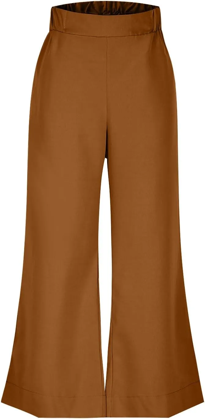 Linen Pants Women 2025 Summer Wide Leg High Waisted Lightweight Womens Trousers with Pockets Loose Casual Lounge Pant