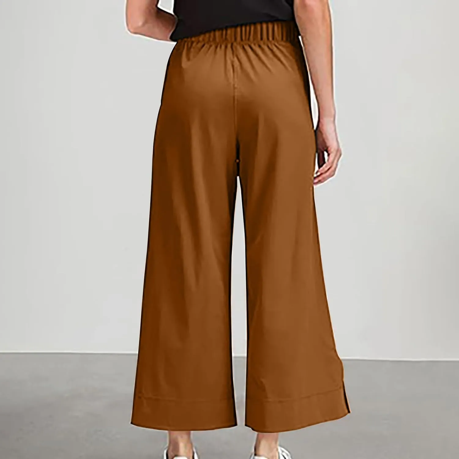 Linen Pants Women 2025 Summer Wide Leg High Waisted Lightweight Womens Trousers with Pockets Loose Casual Lounge Pant