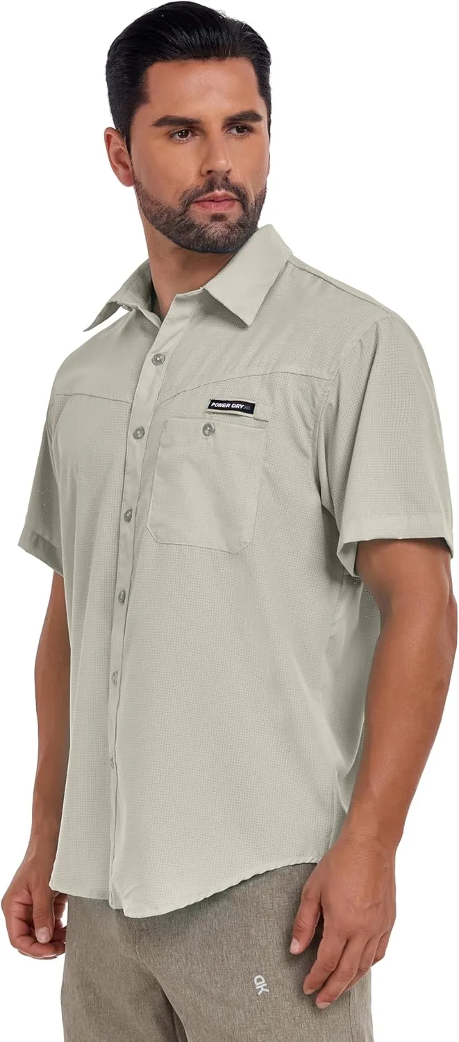 Little Donkey Andy Men's Breathable UPF 50 Shirt, Lightweight Short Sleeve Button Down Shirts for Fishing Hiking