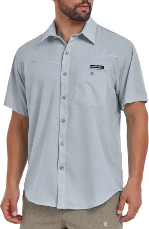 Little Donkey Andy Men's Breathable UPF 50 Shirt, Lightweight Short Sleeve Button Down Shirts for Fishing Hiking