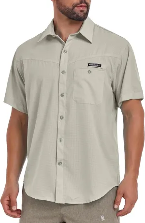 Little Donkey Andy Men's Breathable UPF 50 Shirt, Lightweight Short Sleeve Button Down Shirts for Fishing Hiking