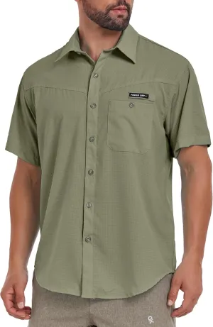 Little Donkey Andy Men's Breathable UPF 50 Shirt, Lightweight Short Sleeve Button Down Shirts for Fishing Hiking