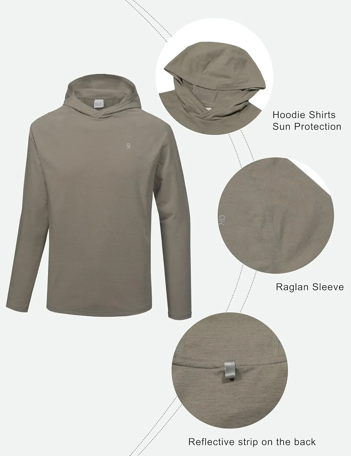 Little Donkey Andy Men's Quick Dry UPF Hoodie Shirt Long Sleeve Breathable UV Protection for Fishing Hiking