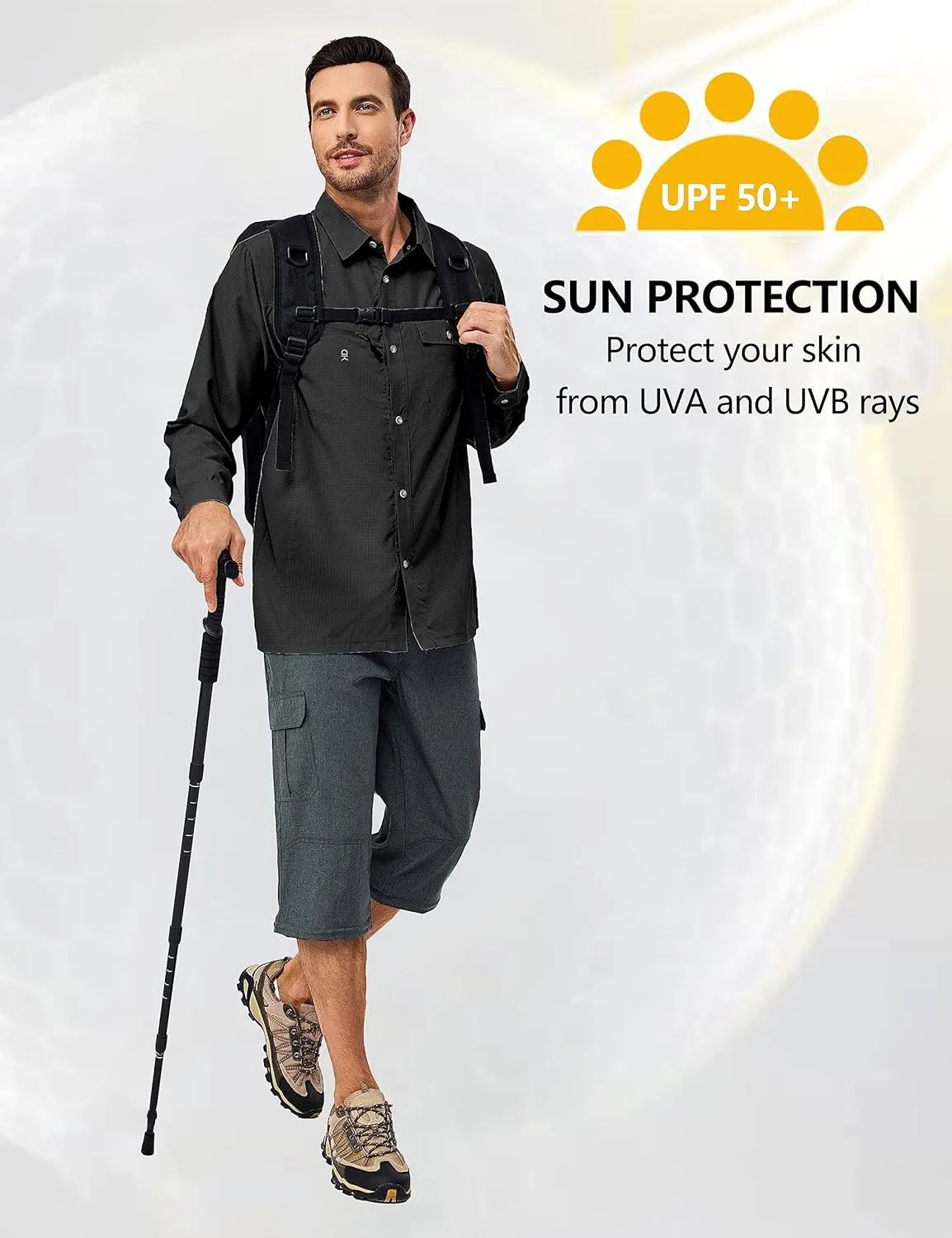Little Donkey Andy Mens UPF 50  UV Protection Long Sleeve Lightweight Shirt Breathable Quick Dry Hiking Fishing Shirts